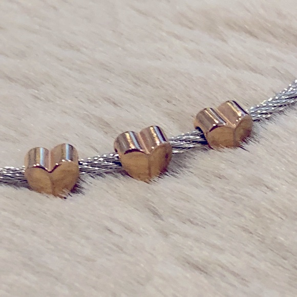 Fossil Triple Heart Bracelet Stainless Steel Silver and Rose Gold - Picture 2 of 8